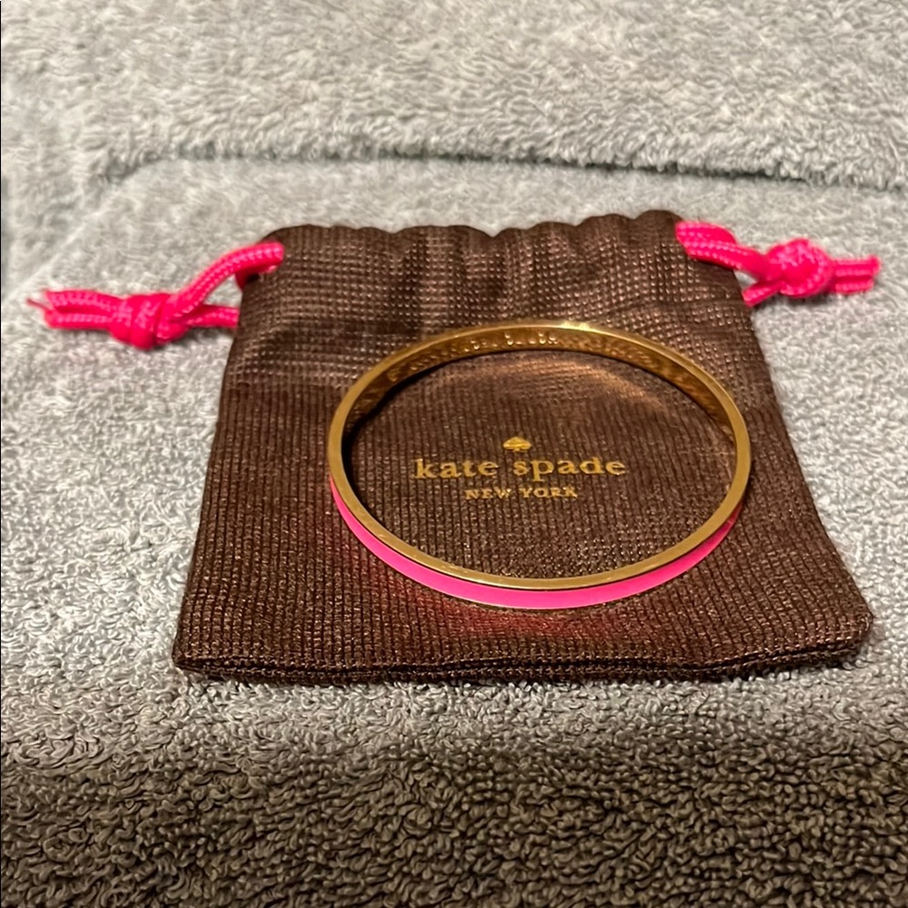 EUC Kate Spade Hot to Trot Vibrant Pink and Gold Bracelet with Dust Bag